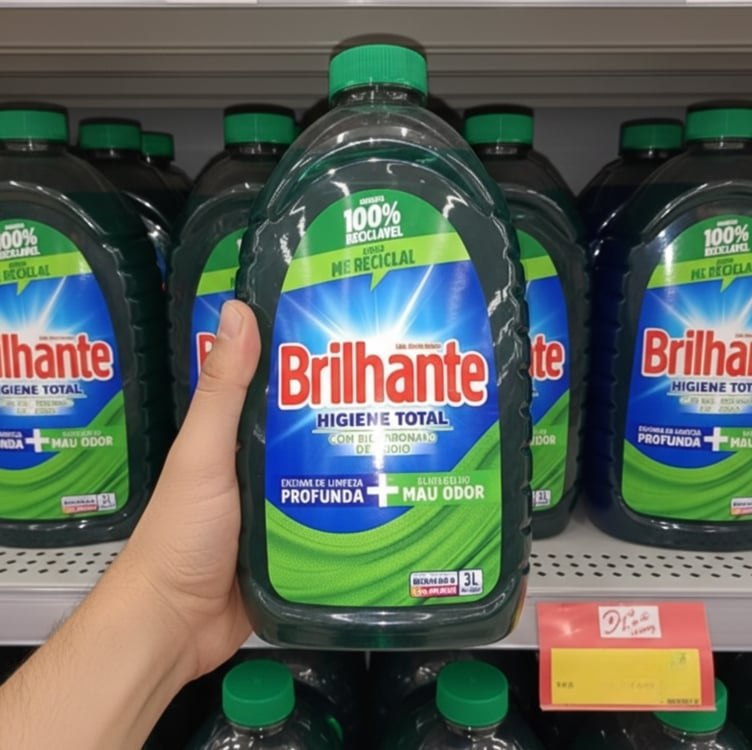 •⁠  Brilhante Lava Roupas Líquido Higiene Total 3L