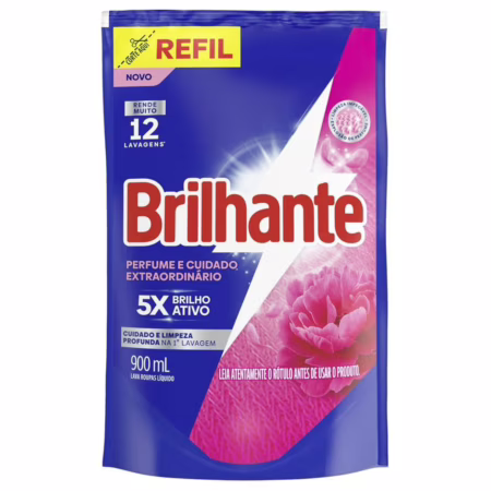 Brilhante Sabão Líquido Perfume e Cuidado Extraordinário Sachê 900ml Refil