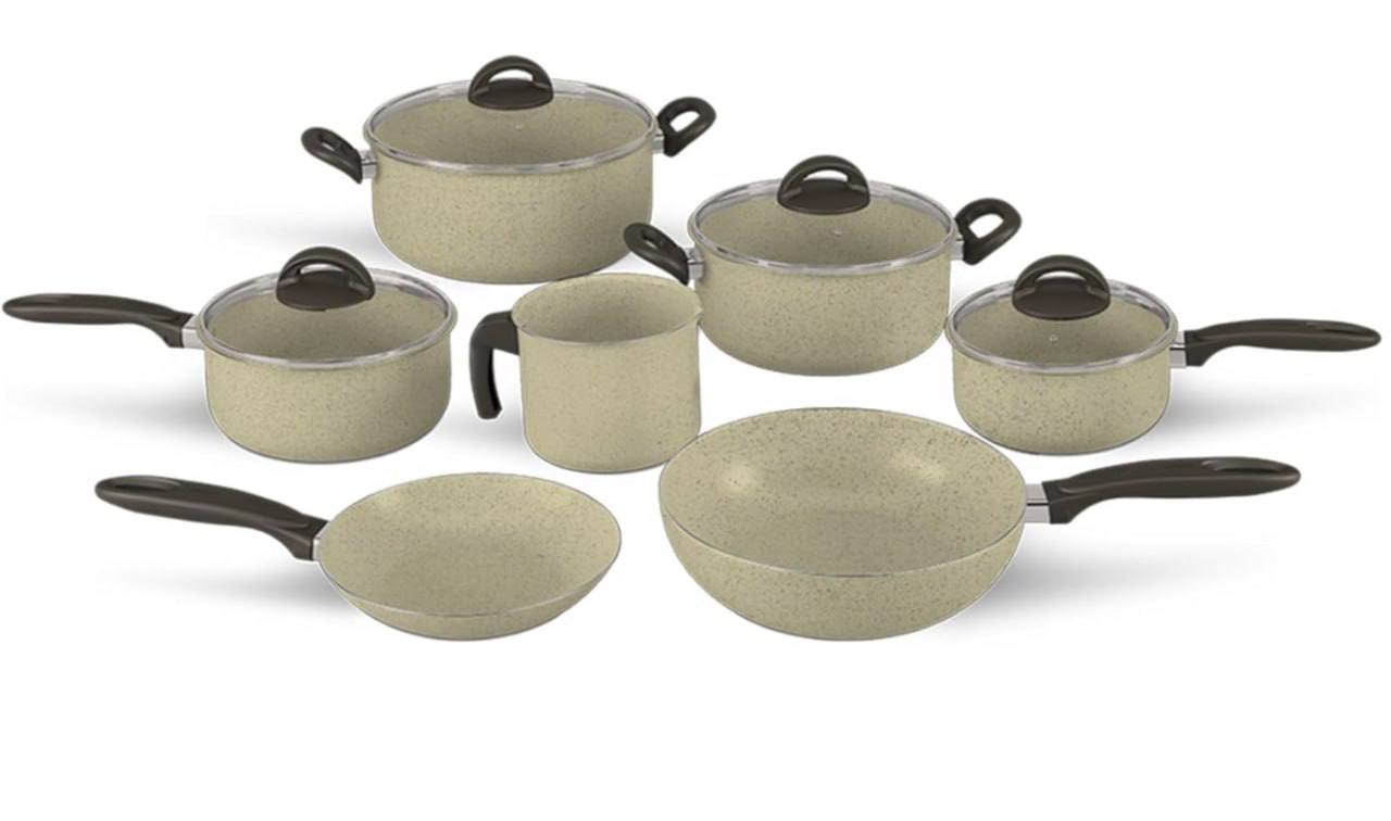 Brinox - Jogo de Panelas 7 Peças Ceramic Life Suprema - Vanilla