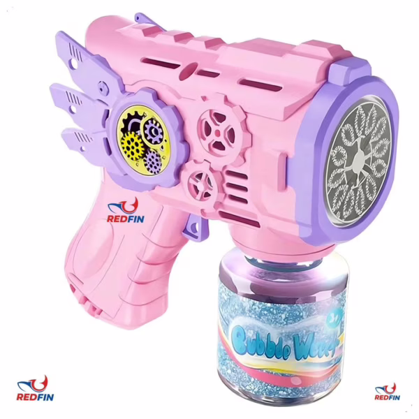 Brinquedo Maquina Bolha De Sabão Pistola Automática C/ Luz Cor Rosa Marca Redfin Rosa-chiclete