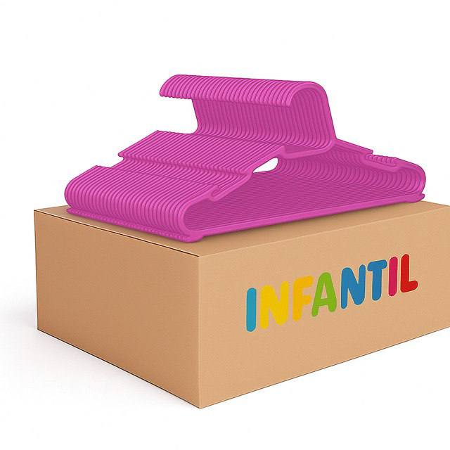 Cabides Infantil Acrílico Rosa 50 Unidades Reforçados P/ Roupas Calças Camisetas
