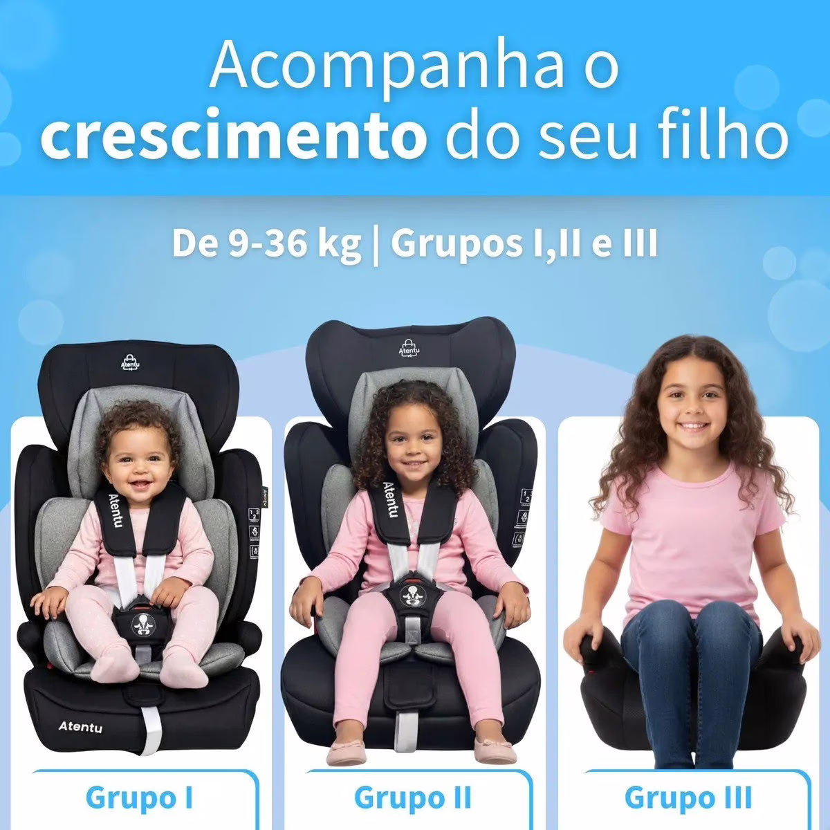 Cadeirinha Infantil Para Carro 9-36kg Passeio Com Segurança Cadeirinha Infantil Preto