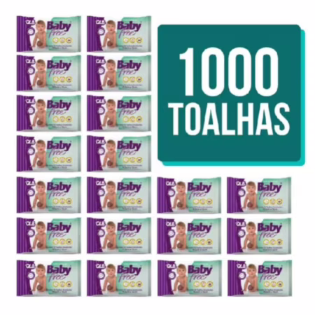 Caixa com 20 Lenços/Toalhas Umedecidas Baby Free c/ 50 Unidades Cada