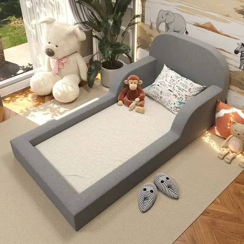 Cama Montessoriana Solteiro Infantil Com Colchão Espumática Cinza