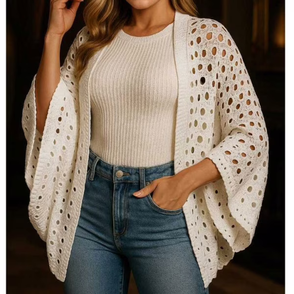 > 🛍️ CAPA KIMONO RENDADO INVERNO TRICOT ELEGANTE ÚNICO - PLUS SIZE