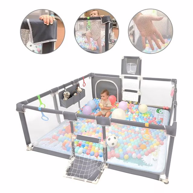 Cercadinho Bebê Infantil Cercado Grande 18212064cm Cinza Lisa Cercadinho Bebê Infantil Cercado Grande 18212064cm Cinza Lisa
