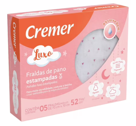Cremer Fralda Luxo Estampa Feminina Pc Com 5 Unidades