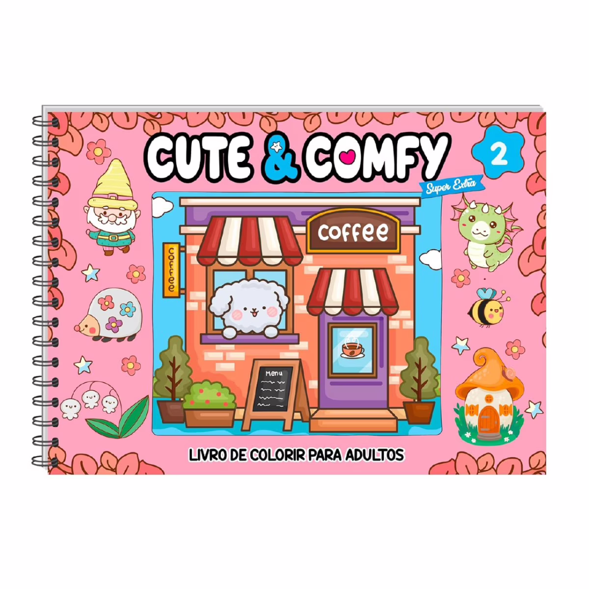 Cute & Comfy Super Extra - Livro de Colorir Adulto - Capa Dura Holográfica