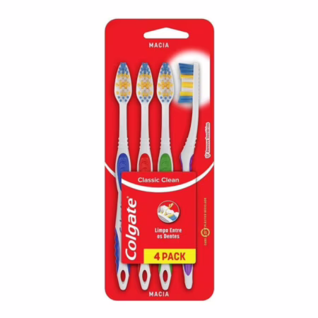 💎 Escova de Dente Colgate Classic Clean Macia 4 unidades | Cores Sortidas