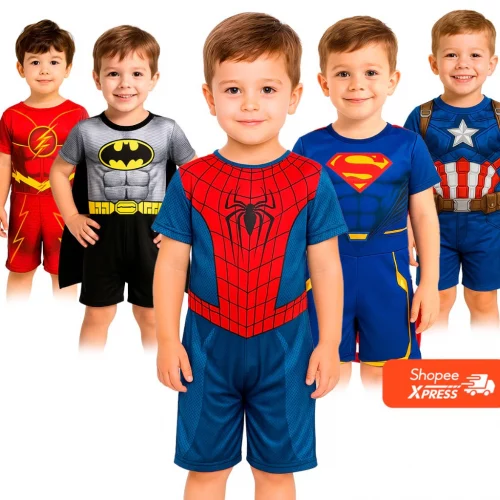 Fantasia Menino Super-Heróis Hulk Aranha América Ferro 1 a 8 Anos