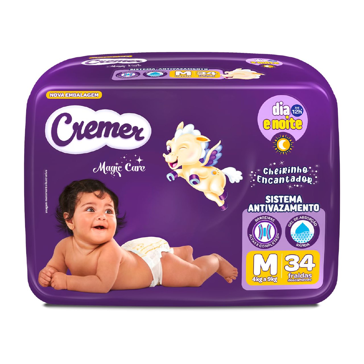 Fralda Cremer Magic Care M com 34 Unidades