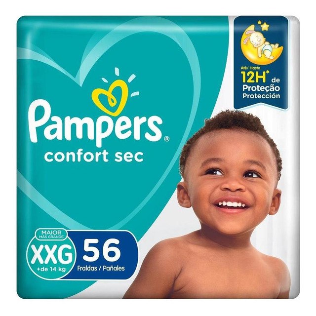 Fralda Descartável Infantil Pampers Confort Sec Xxg Pacote 56 Unidades Leve Mais Pague Menos Xgg Sem Gênero