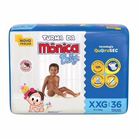 Fralda Descartável Turma da Mônica Baby XXG Pacote 36 Unidades