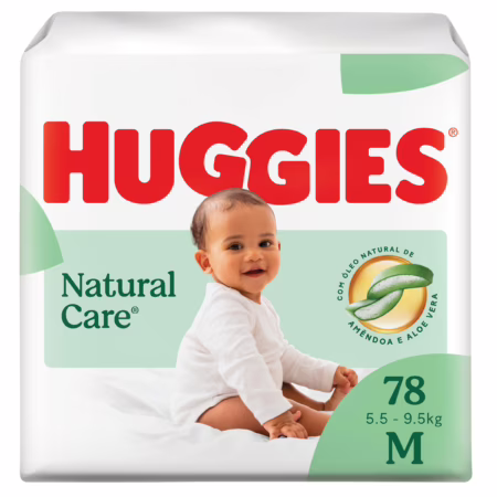 Fralda Huggies Natural Care M com 78 Unidades