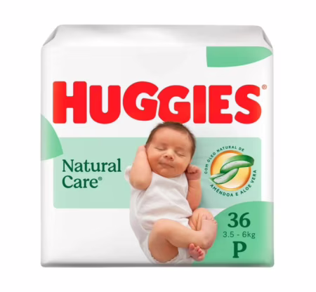 Fralda Huggies Natural Care P 36 unidades