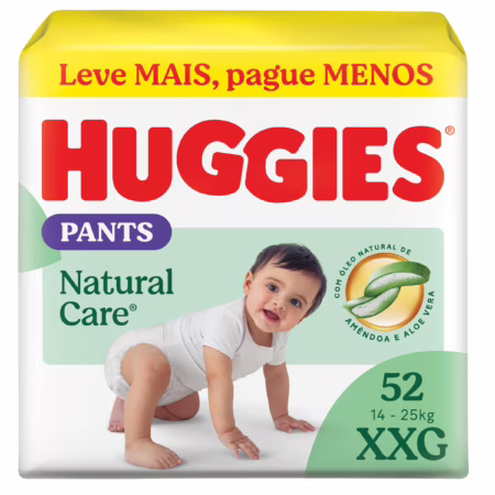 Fralda Huggies Natural Care Roupinha XXG com 52
