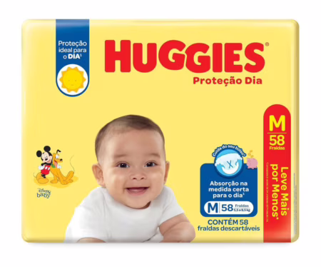 Fralda Huggies Proteção Dia M 58 unidades