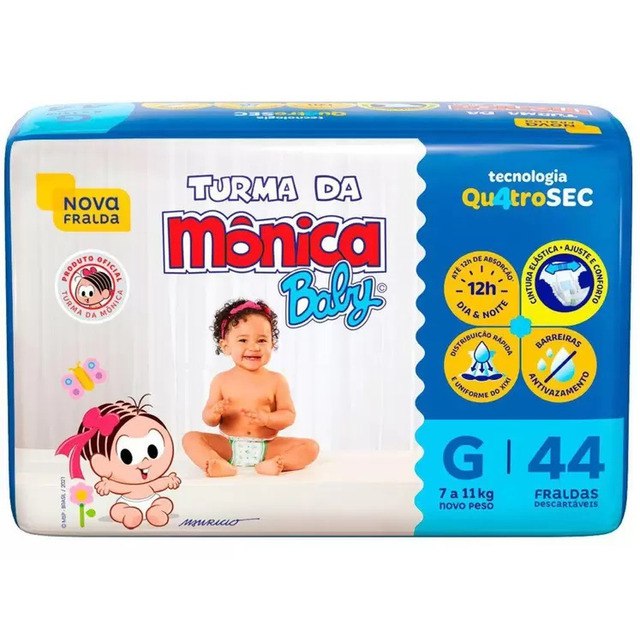 Fralda Mega Tamanho Grande Sem Gênero (g) 44 Unidades Turma Da Mônica Fralda Mega Tamanho Grande Sem Gênero (g) 44 Unidades Turma Da Mônica