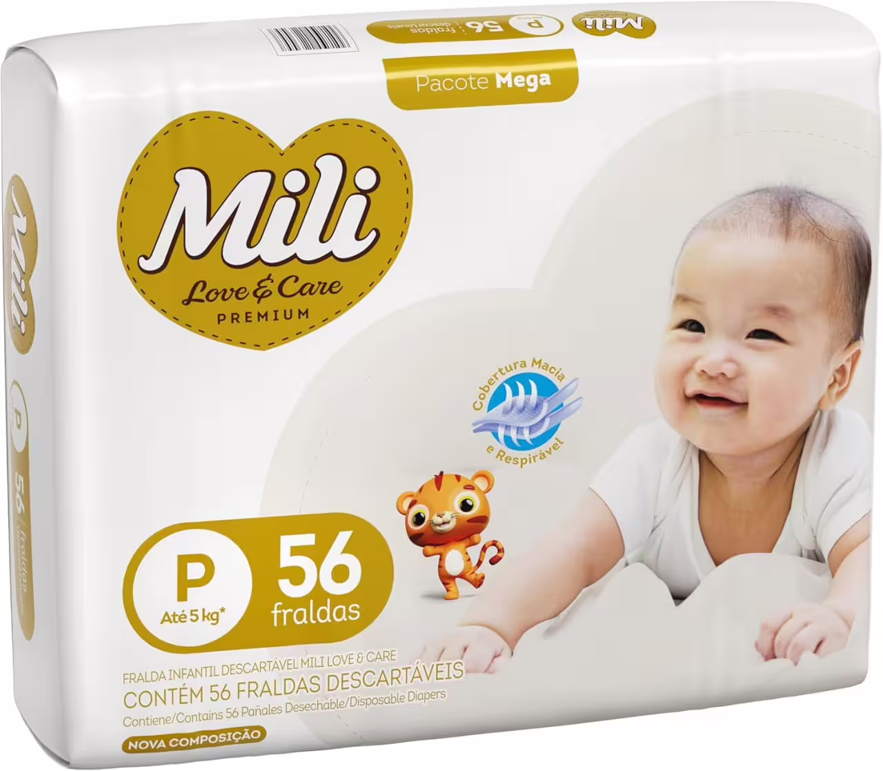 Fralda Mili Love&Care Mega P - 56 Unidades