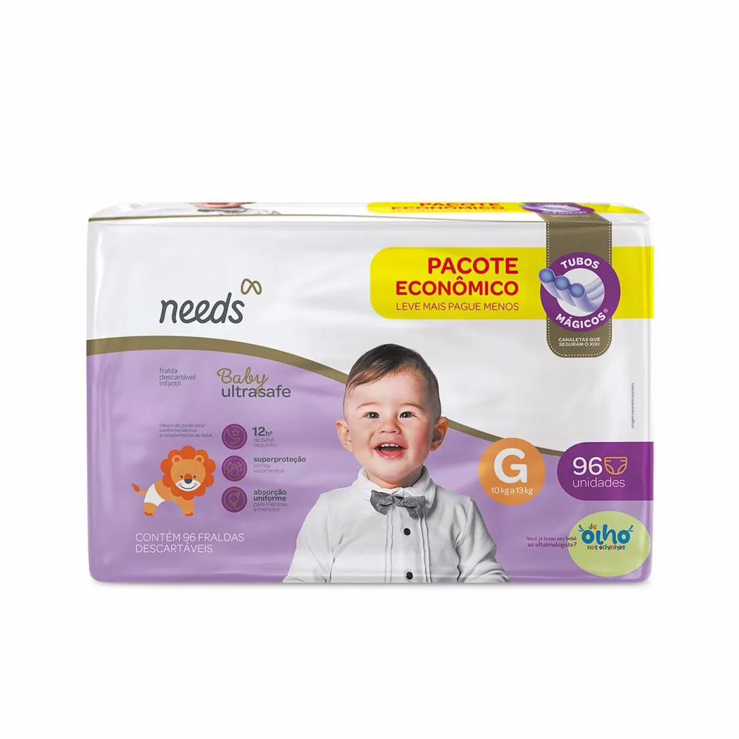 Fralda Needs Baby Ultrasafe G 96 unidades