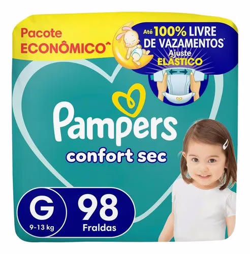 Fralda Pampers Confort Sec G com 98 Unidades Fralda Pampers Confort Sec G com 98 Unidades