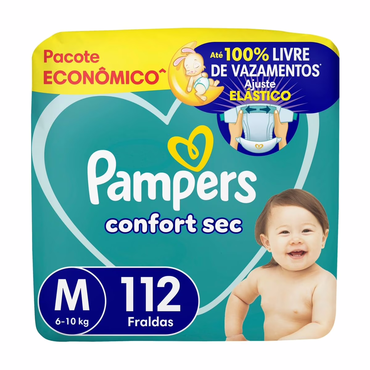 Fralda Pampers Confort Sec M com 112 Unidades