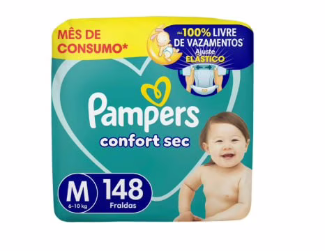 Fralda Pampers Confort Sec M com 148 Unidades