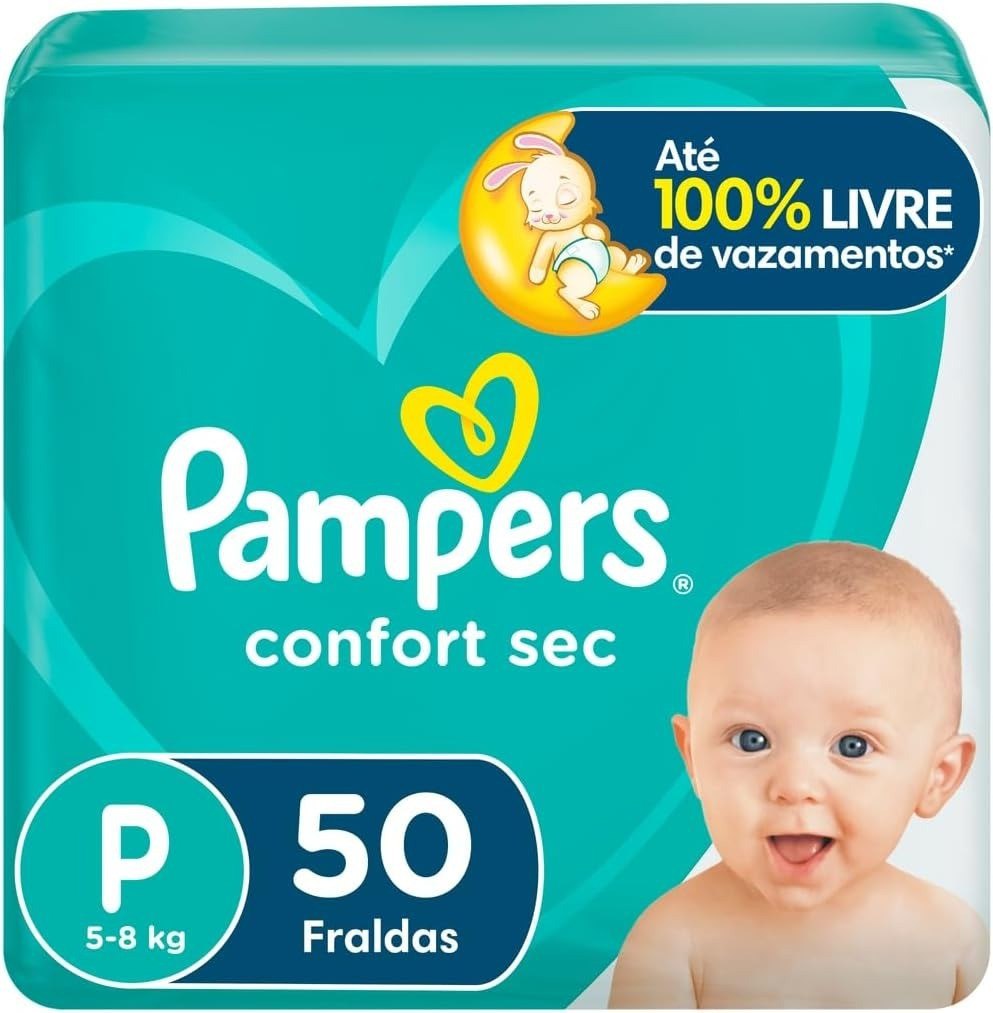 Fralda Pampers Confort Sec P 50 unidades
