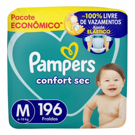 Fralda Pampers Confort Sec Tamanho M 196 Unidades Sem Gênero