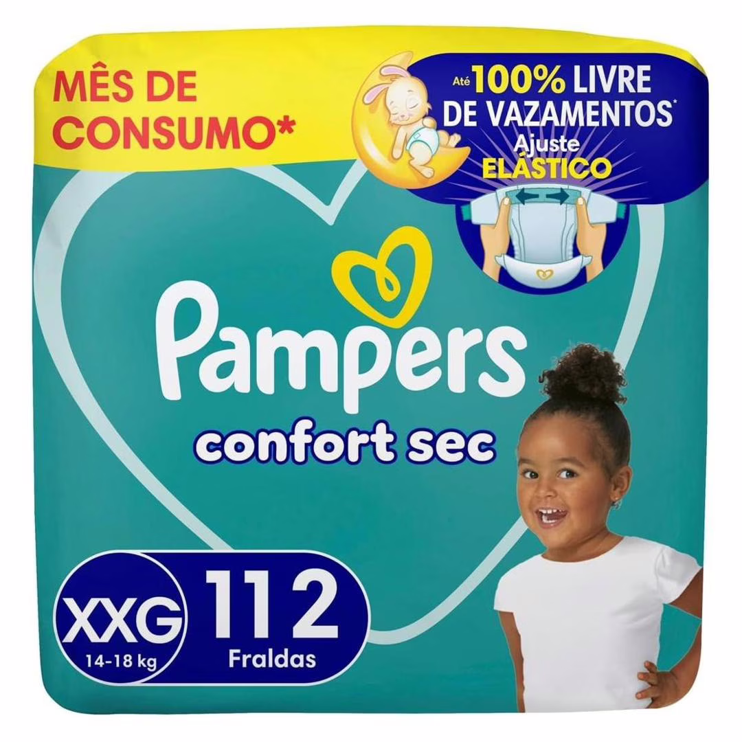 Fralda Pampers Confort Sec XXG com 112 Unidades Fralda Pampers Confort Sec XXG com 112 Unidades