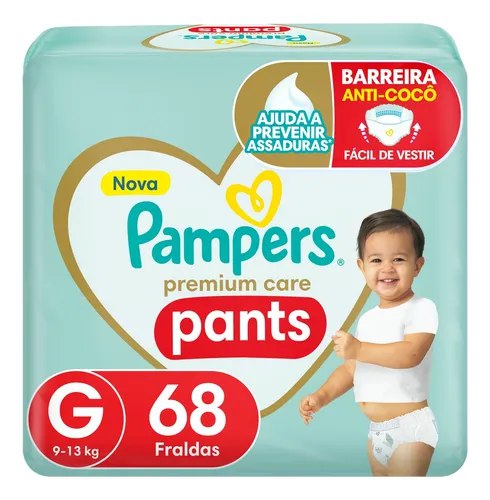 Fralda Pampers Pants Premium Care G com 68 unidades Fralda Pampers Pants Premium Care G com 68 unidades