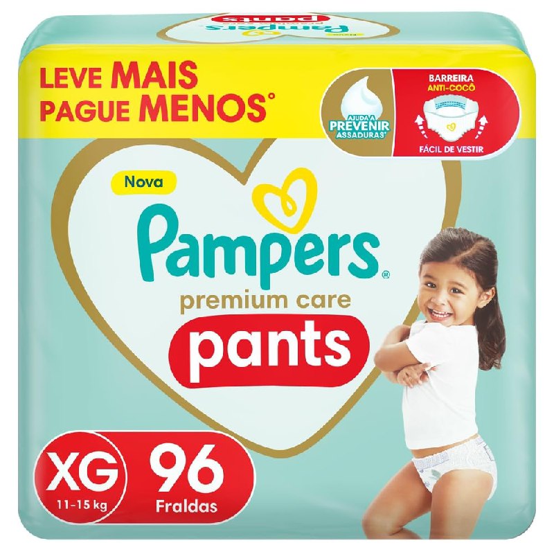 Fralda Pampers Pants Premium Care XG com 96 Fralda Pampers Pants Premium Care XG com 96