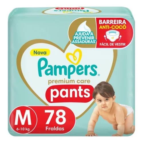 Fralda Pampers Premium Care Pants Tamanho M 78 Unidades