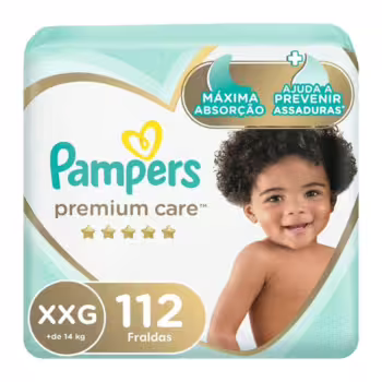 Fralda Pampers Premium Care Tamanho XXG 112 Unidades