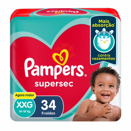 Fralda Pampers Supersec XXG com 34 Unidades