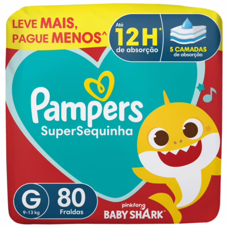 Fralda Pampers Supersequinha G com 80 Unidades