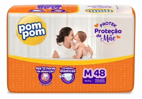 Fralda Pom Pom Protek Proteção De Mãe M 48 Unidades