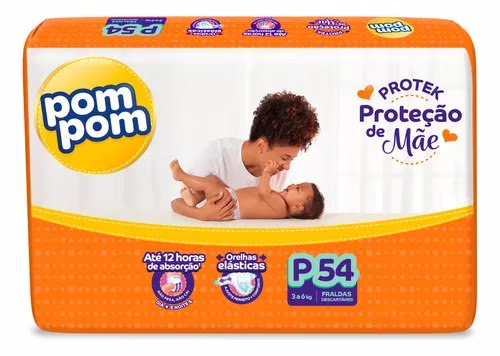 Fralda Pom Pom Protek Proteção De Mãe Mega P 54 Unidades Gênero Sem Gênero