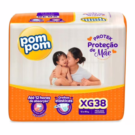Fralda Pom Pom Protek Proteção De Mãe XG 38 Unidades