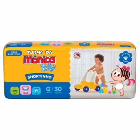 Fralda Shortinho Turma da Monica Baby Tam. G - 9 a 13kg 30 Unidades