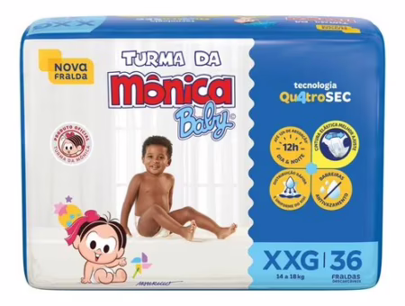 Fralda Turma da Mônica Baby Mega XXG 36 Unidades