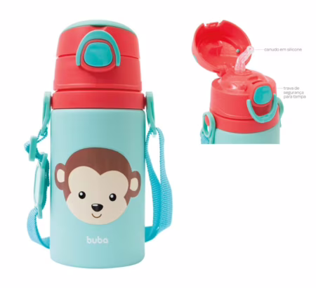 Garrafinha De Alumínio Animal Fun Buba 400ml