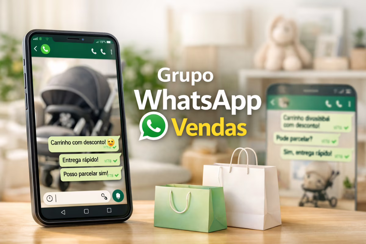 Grupo WhatsApp Vendas com ofertas para mamãe e bebê, negociação de carrinho de bebê pelo WhatsApp