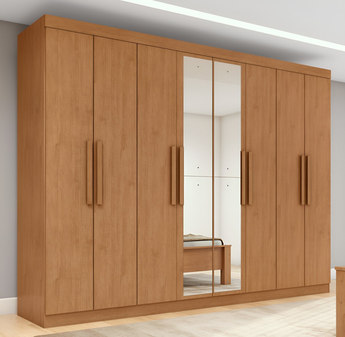 Guarda Roupa Casal Móveis Lopas Easy Slim 8 Portas e Espelho