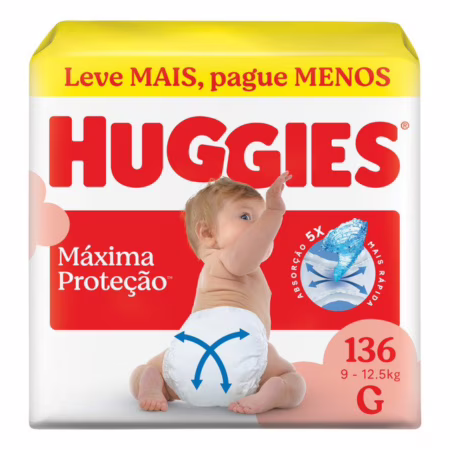 Huggies Fralda Descartável Máxima Proteção G - 136 Un Huggies Fralda Descartável Máxima Proteção G - 136 Un