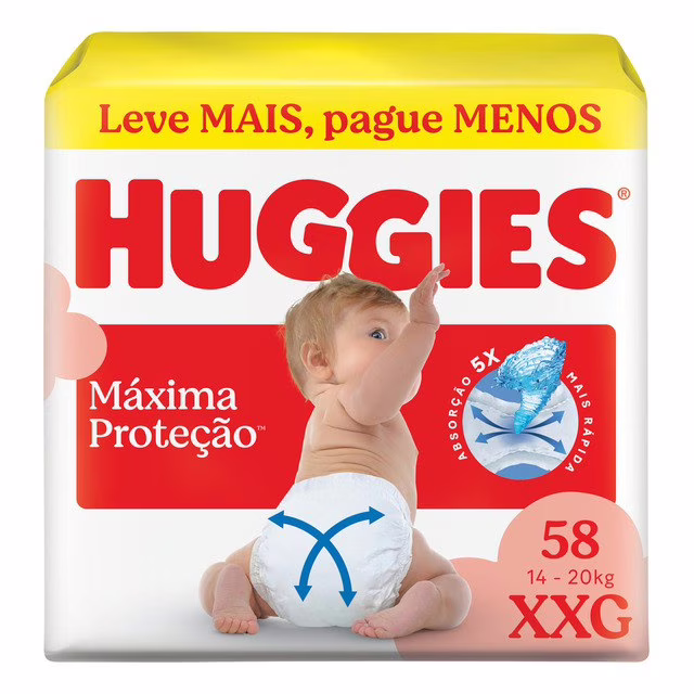 Huggies Fralda Descartável Máxima Proteção Xxg - 58 Un