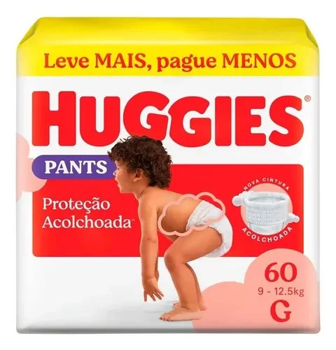 Huggies Fralda Pants Roupinha Proteção Acolchoada G 60 Un
