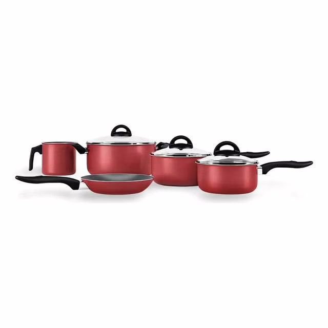 Jogo De Panelas 5 Peças Chilli Brinox Cor Cereja