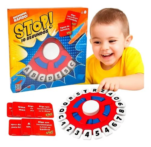 Jogo Stop Em Português Tecla Letras Palavras Responda Rápido Com Temporizador De Mesa Educativo 10 Segundos Divertido Infantil Presente Menino Menina ...