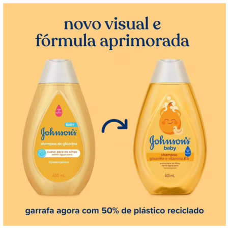 Johnson's Baby Shampoo Para Bebê De Glicerina, 400ml